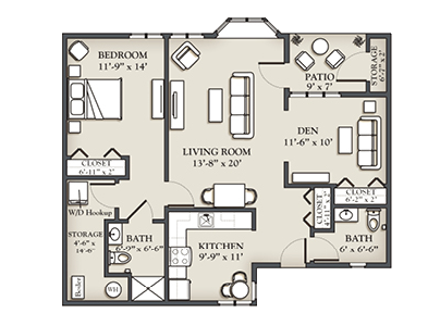 one bedroom den floor plan