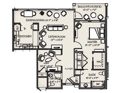 1BRD OBK (2G) 1120 sq. ft.