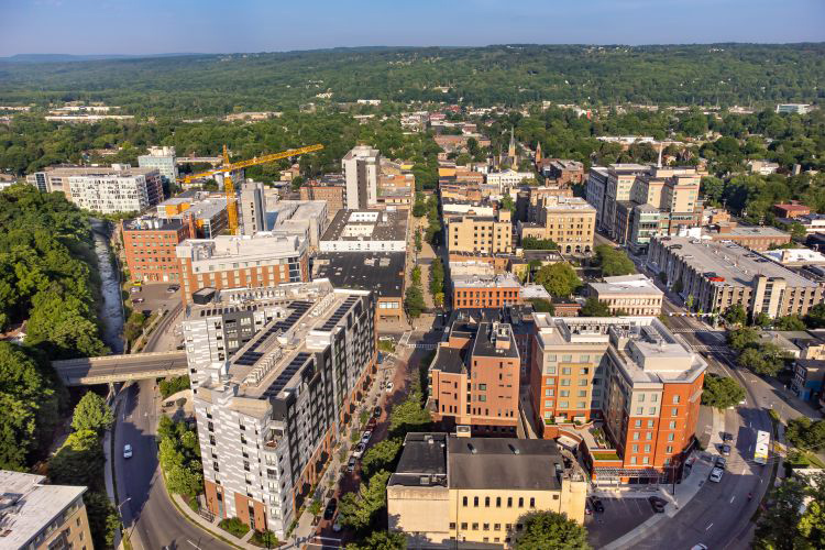 Vibrant downtown Ithaca, NY